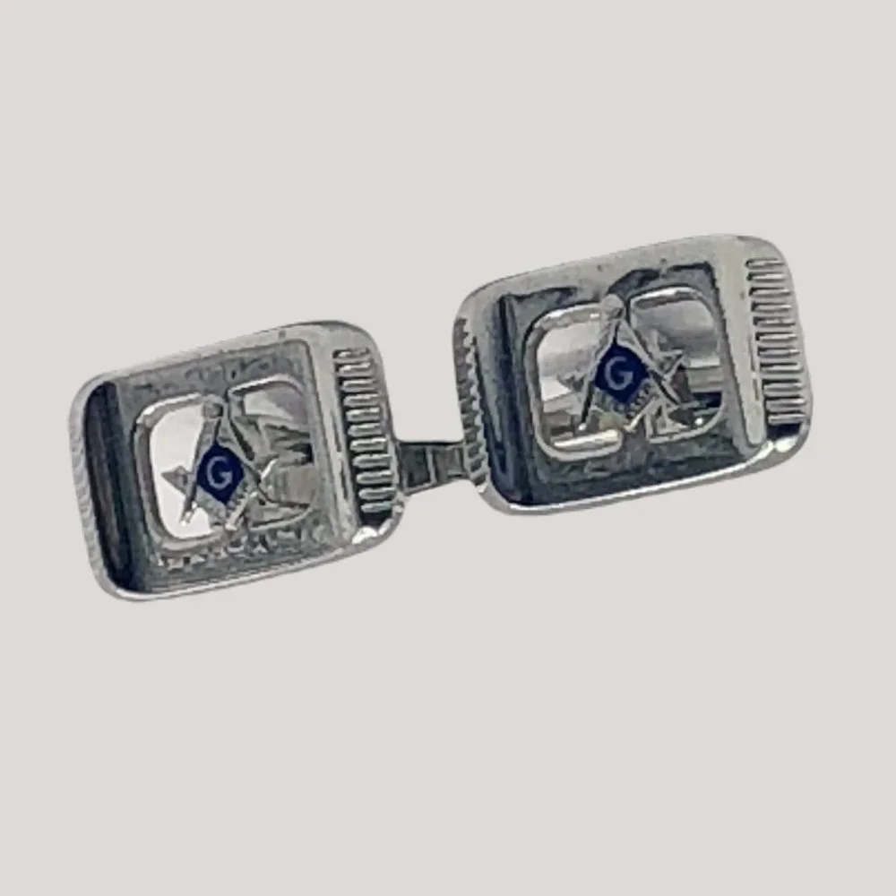 Vintage Foster Masonic Cuff Links | Silver-Tone Freemason Square & Compasses